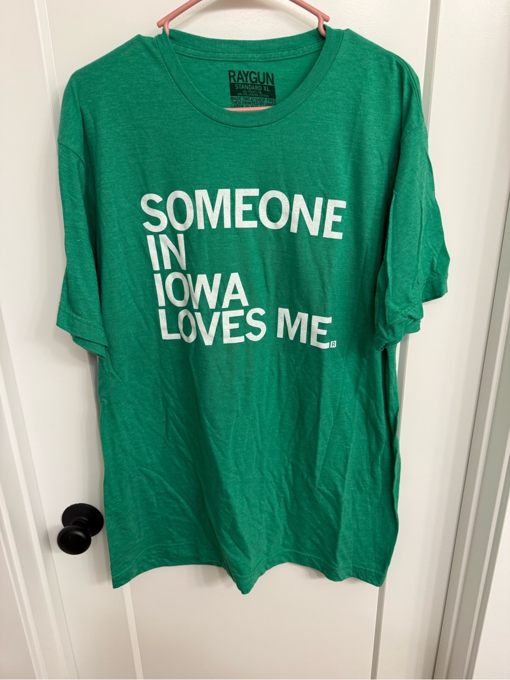 Raygun Green "Someone in Iowa Loves Me" Short‑Sleeve Graphic Tee